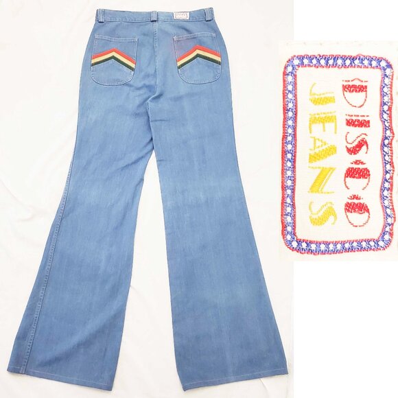 Vintage 1970’s Women's Wide Leg Bell Bottom Jean by Disco Jeans 33” Waist - Picture 2 of 11